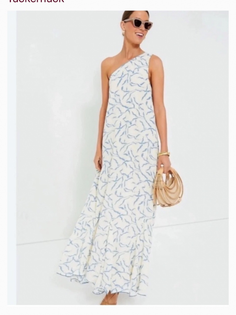 Tuckernuck Hyacinth House Seaside Sabine one shoulder maxi dress gown M L